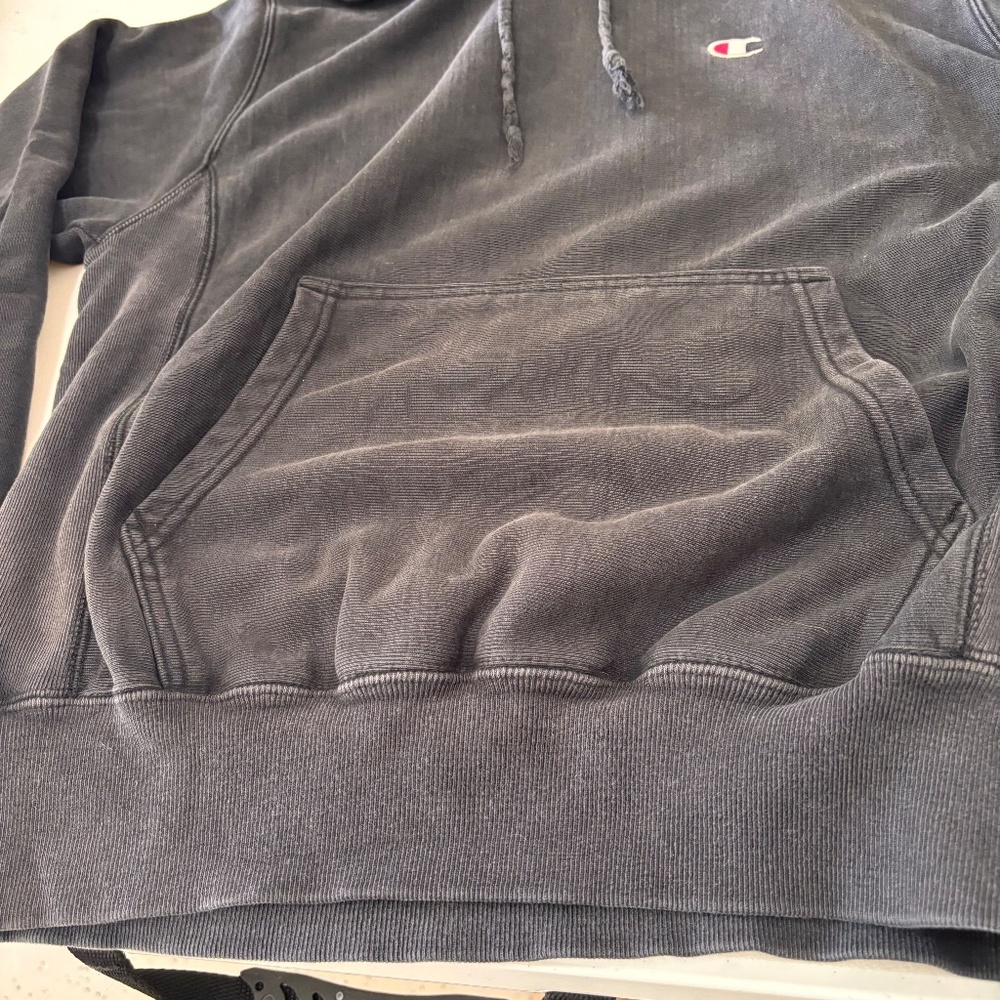 Vintage Champion Reverse Weave Solid Black Logo H… - image 3